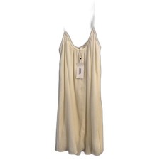 New NWT Mango Size 4 cream spaghetti straps lined dress braided neckline slip 