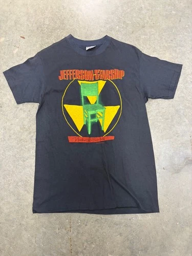 80s BLACK CONCERT T-SHIRT JEFFERSON STARSHIP TOUR 19 1980s vintage concert t-shirt, vintage, single stitch, B+ condition