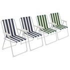 4x Folding Metal Beach Chairs Outdoor Camping Picnic Armchair Blue/Green Stripe