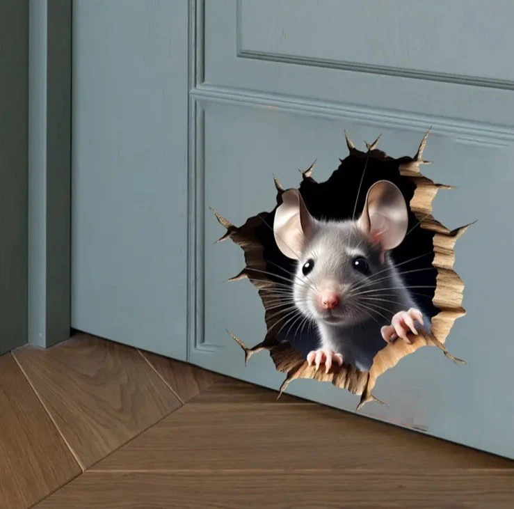 Wandaufkleber Braun Maus Loch Lustige Mäuse Zuhause Sockelleiste Vinyl Aufkleber Vinyl Abziehbild Maus
