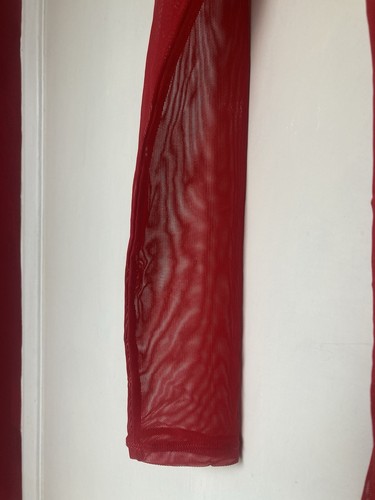 H&M red V-neck mesh Bodycon ruched mini dress. Size S - Picture 4 of 7