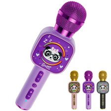 Bluetooth Karaoke Microphone Toy for Kids - Mini Portable Speaker with LED Li...