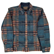 Filson Beartooth Jac-Shirt Teal & Orange Plaid Men's Sz L