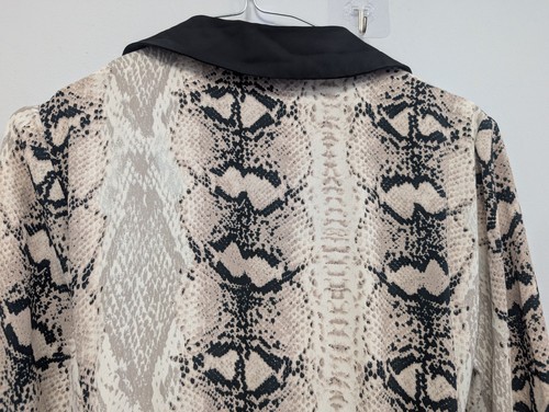 Lipsy Beige Brown Snake Print Chiffon Long Sleeve Shirt Dress Size 12 (T10) - Picture 6 of 8