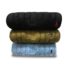 Polo Ralph Lauren Men's Premium 100% Cotton Cable-Knit Quarter-Zip Sweater