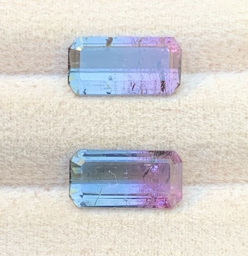 5.59CRT rare bicolour Tourmaline pairNatural Earth Mined Unheated Faceted - Picture 1 of 8