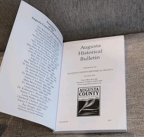 AUGUSTA HISTORICAL BULLETIN Vol 58 2022 Virginia History Records Genealogy Maps - Bild 4 von 12