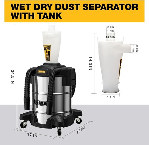 DEWALT Zyklon Staubsauger Filter Staubsammler Trenner mit 38L Edelstahl Behälter - Bild 2 von 7