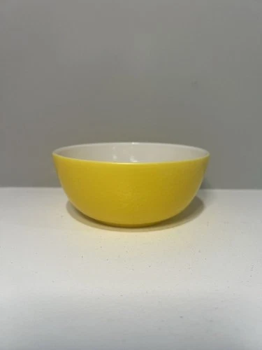 Vintage 4.75” Hazel Atlas Milk Glass Yellow Pebblestone Soup Cereal Bowl