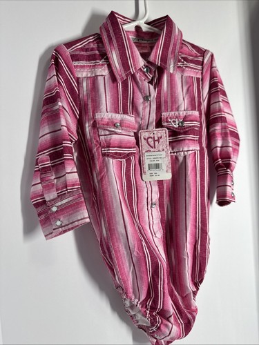 NEW W/tags Cowgirl Hardware 24 M Girls Long Sleeve Romper Long. Serape Pink - Picture 2 of 12