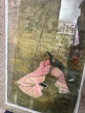 Raja Ravi Varma Oleograph Mohini Large 24 x 36 Rare Vintage Collectible Antique