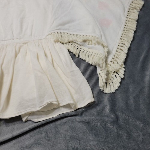 Art Class Shirt Girl Large Button Back White Embroidered Boho Short Sleeve 10/12 - Picture 10 of 12