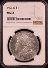 1902-O Morgan Silver Dollar - NGC MS63 - Bright & Nice Luster! New Orleans Mint