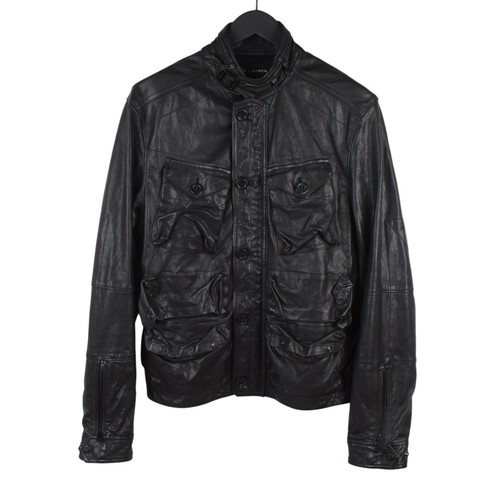 Original Ralph Lauren Black Label Men Leather Motorcycle Jacket Size M H5564 - Picture 2 of 8