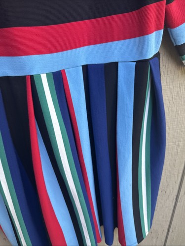 Eloquii Opposing Striped Knit Dress Size 24 Pleated A Line Multicolor Colorful - Picture 5 of 15