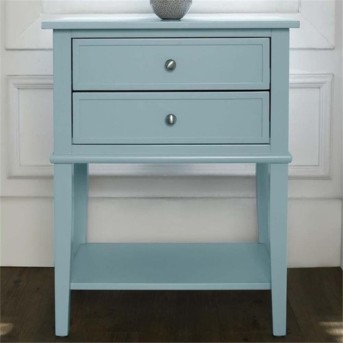 Bowery Hill Contemporary Wood Veneer 2 Drawer End Table in Blue - Picture 5 of 9
