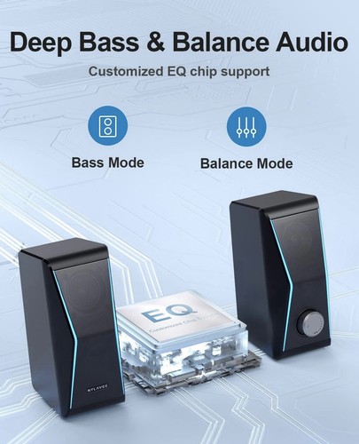 Computer Lautsprecher RGB Bluetooth 5.0 Hifi Desktop Computer Speaker USB für PC - Bild 4 von 8