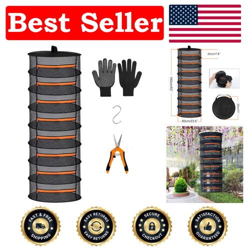 Space-Saving Mesh Herb Drying Rack - Lightweight Hanging 8-Layer Net for Gardens