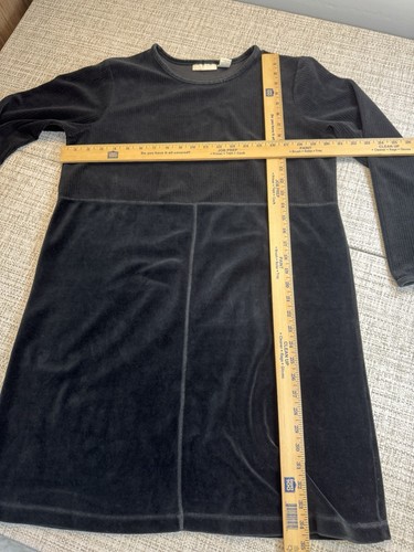 J. Jill Womens Velvet Shift Dress Medium Black Long Sleeves Whimsigoth Grunge - Picture 9 of 15