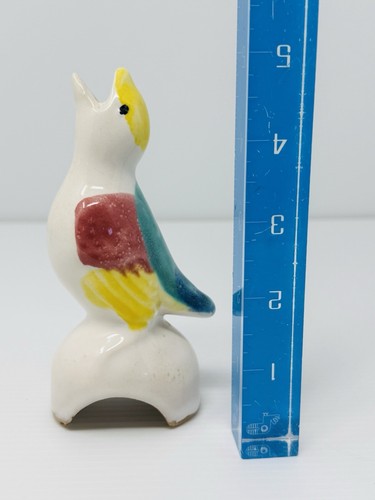 Morton Pottery Ceramic Pie Bird Vent Funnel 5” Tall Pink Teal Yellow VTG - Picture 4 of 5