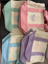 Trader Joe’s Mini Pastel Canvas Tote Bag Set Of 4 Colors Limited New With Tags
