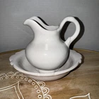 Frankoma Pottery Pitcher and Bowl 40A 40B White Ivory USA Farmhouse Cottagecore