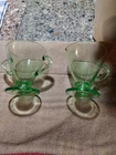 Vintage Depression  Uranium / Vaseline Glass Sugar And Creamer Set