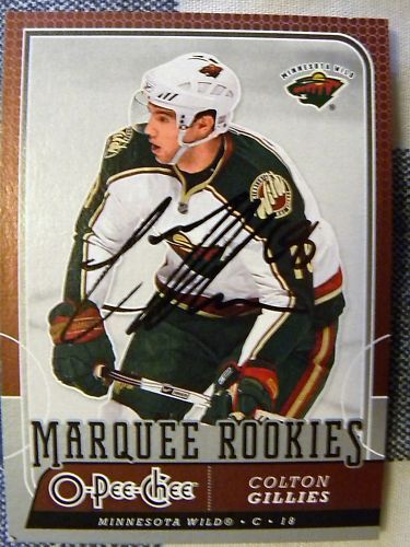 Minnesota Wild Colton Gillies Signed 08/09 O-Pee-Chee Marquee Rookies Card Auto
