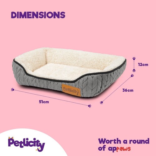 PETLICITY Calming Pet Bed Dog Cat Comfy Warm Soft Plush Puppy Kennel Weave UK - Picture 8 of 8