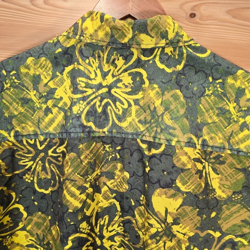 Flipbox Hawaiian Button Shirt Men Size Large Green Yellow Floral Made in USA - Picture 4 of 8