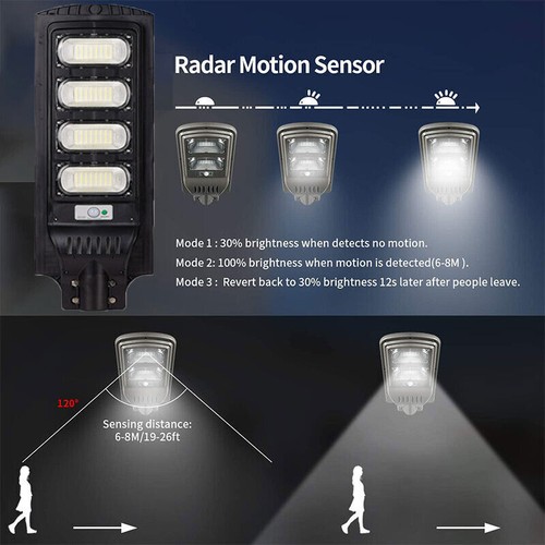 600W Solar Street Lamp Remote Control Cool White LED Dusk to Dawn IP65 - Picture 5 of 10
