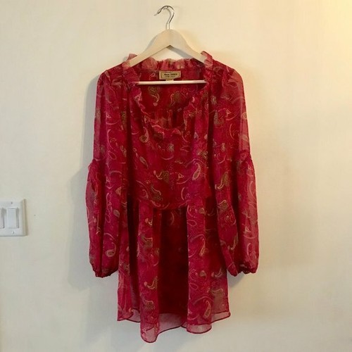 Karen Zambos Womans Paisley Print Vintage Ruffle Blouse Sz S Bohemian Peasant - Picture 10 of 12
