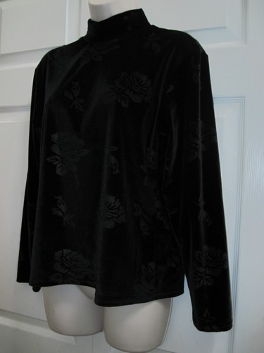 Top túnica de terciopelo negro JAIPUR manga larga para mujer XL estampado floral nuevo - Imagen 3 de 15