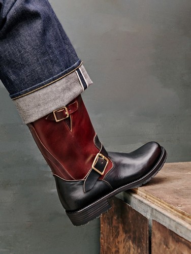 Vintage Engineer Motorcycle Boots - Black & Red Edition - Picture 10 of 20