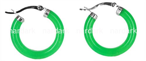 Beauty Lady's Jade Turquoise Agate 925 Silver 30mm Ring Hoop Pierced Earrings AA - Picture 2 of 19