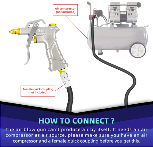 Air Gun for Compressor, Air Blow Gun with Brass Adjustable Air Nozzle, Air Tools - Picture 6 of 8