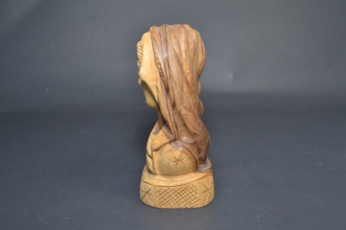 Hand Carved Olive Wood Virgin Mary Head Figure - Made in Israel - Picture 4 of 4