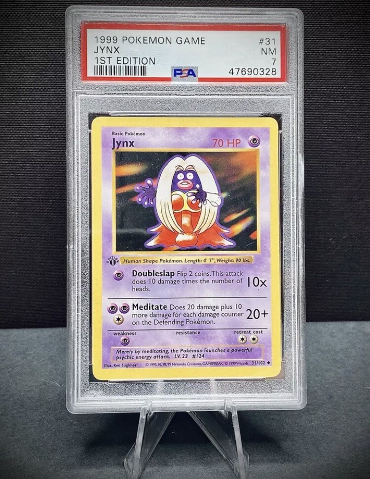 1999 Jynx 1st Edition Shadowless Pokemon Base Set Near Mint PSA 7