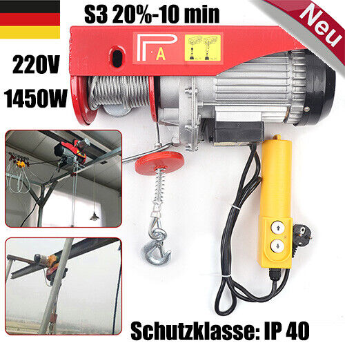 Elektroseilzug mit Flaschenzug Seilwin Kranwinde Aufzug 800kg 220V Langlebig - Bild 1 von 14