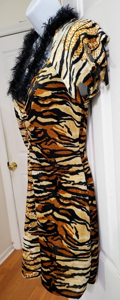 Vestido con estampado de animales de tigre disfraz lencería para mujer disfraces Halloween piel negra Foto 4 de 4