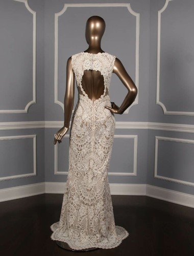 FRANCESCA MIRANDA Theodora Ivory Embellished Lace Sleeveless Wedding Dress Gown - Picture 6 of 11