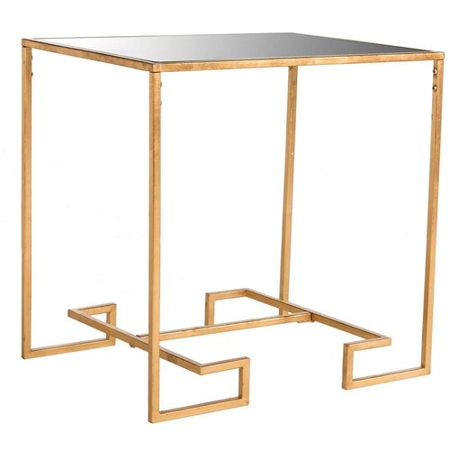 SAFAVIEH Side Table 24" H X 24.1" W, Square Glass Top Material Metal Frame Gold - Picture 4 of 7