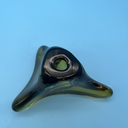 vtg Signed Dated 1975 Blown art glass Candleholder/ Bud Vase - Picture 5 of 13