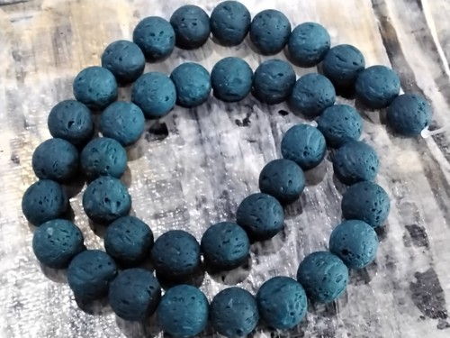 Natural Lava Beads Prussian Blue, 10mm, Approx 38 pcs Free postage. Oz Seller - Bild 2 von 4