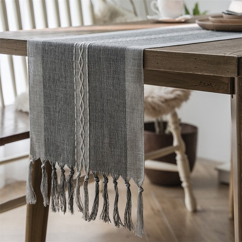 Jacquard Geometry Table Runner Tassel Dining Party Tablecloth Covers Home Decor - Picture 13 of 56