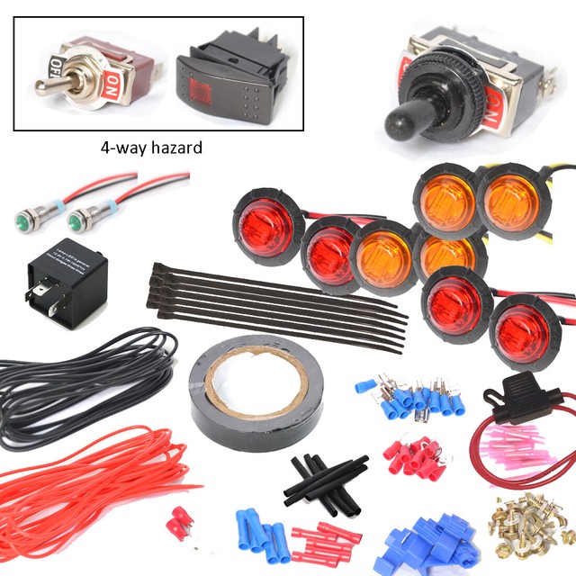 ATV/UTV Turn Signal Kit With Toggle Turn Switch 4Way Hazard Switch and