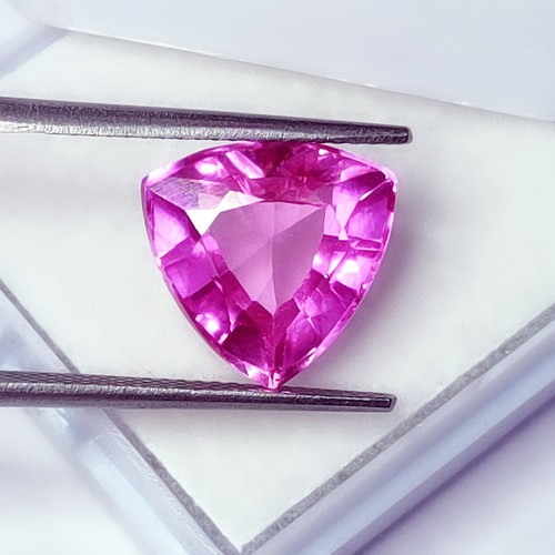 6.77 Ct Natural Pink Sapphire Loose Gemstone Certified Trillion Cut Sapphire Gem - Picture 8 of 8