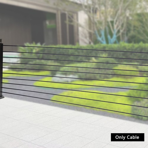 1/8" Black Wire Rope Stainless Steel Indoor Cable Railing Kit 7x7 Strands 200ft