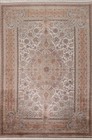90% Silk Traditional Floral Turkish Ivory Oriental Tebriz Dining Room Rug 7'x10'