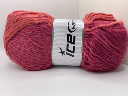Coral Pink Fantasia 61078 Ice Yarns Striping Worsted Wool Acryl Yarn 100gr 207y - Picture 2 of 11